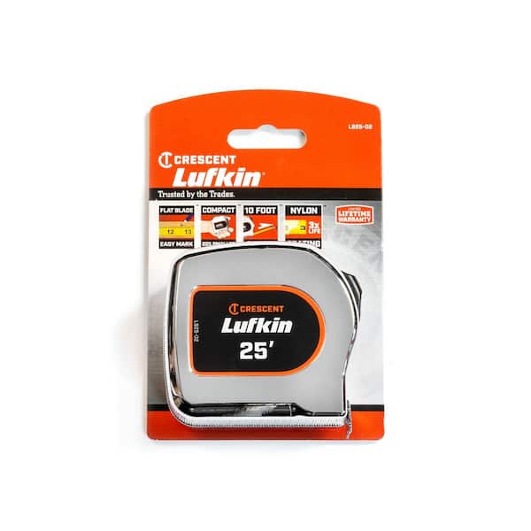 Crescent Lufkin 1-1/8 in. x 25 ft. Chrome Case Yellow Clad Tape