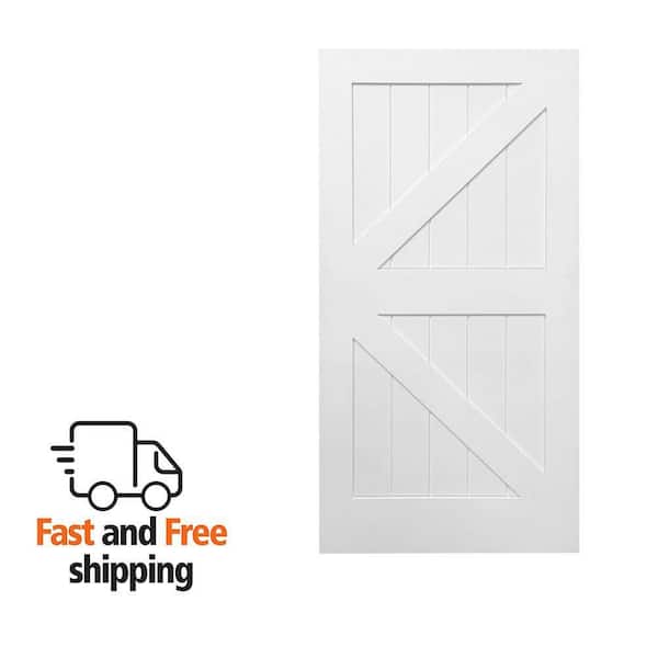 36 in. x 84 in. K-Plank White Primed MDF Assembly Required Solid Core Interior Barn Door Slab