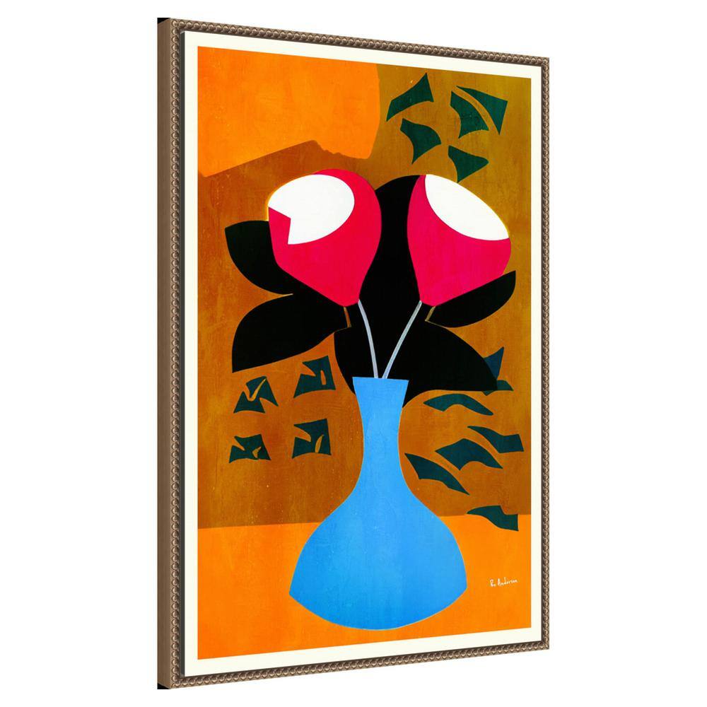 Large Beaded Framed Abstract Botanic Canvas Wall Art