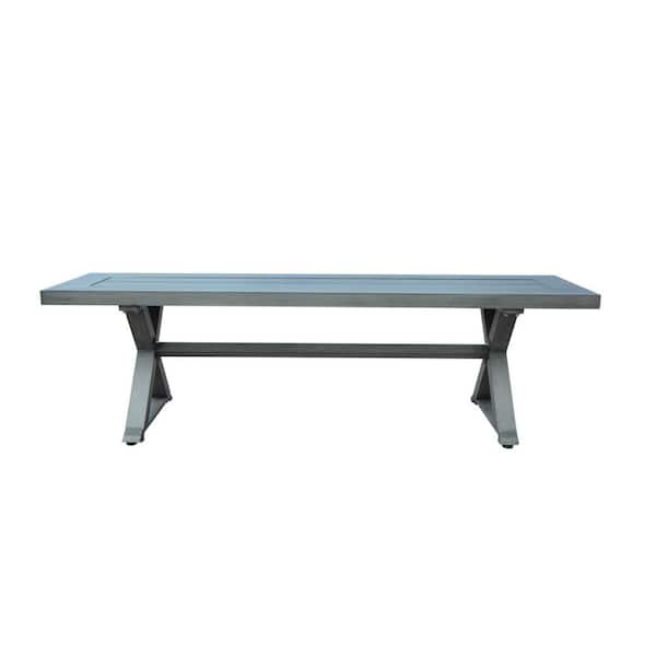 Miscool Anky 59 in. W 2-Person Dark Gray Aluminium Outdoor Bench Ottoman