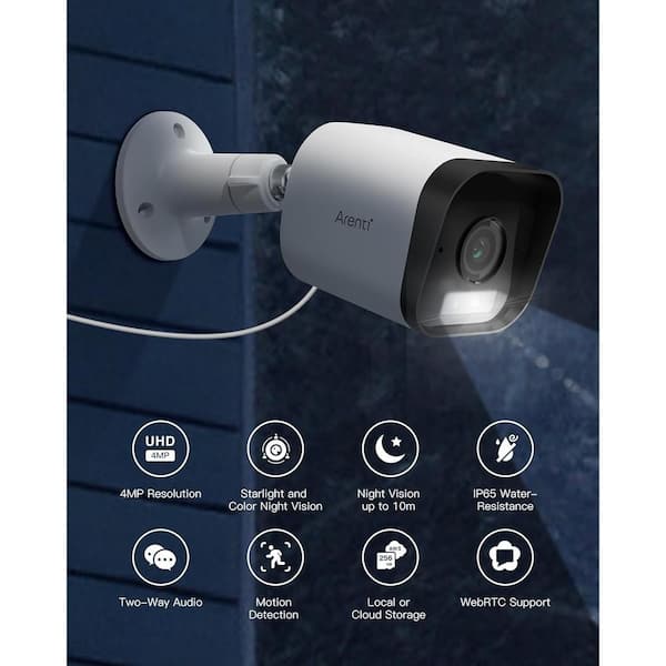 ARENTI 4MP Hardwired Wi-Fi Outdoor Security Camera with Spotlight/Siren Alarm, Color Night Vision, AI Human Detection, IP65