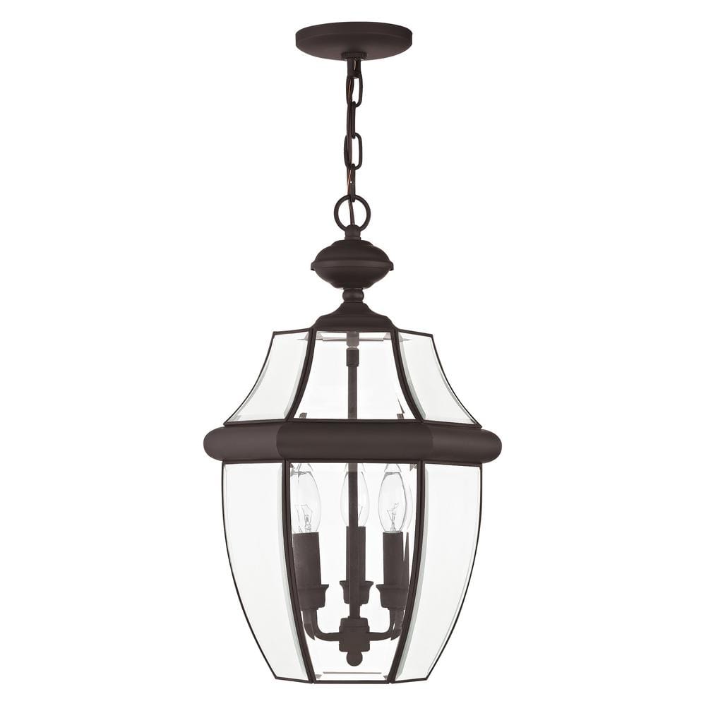 Elegant Monterey Bronze Outdoor Pendant Light with Clear Beveled Glass