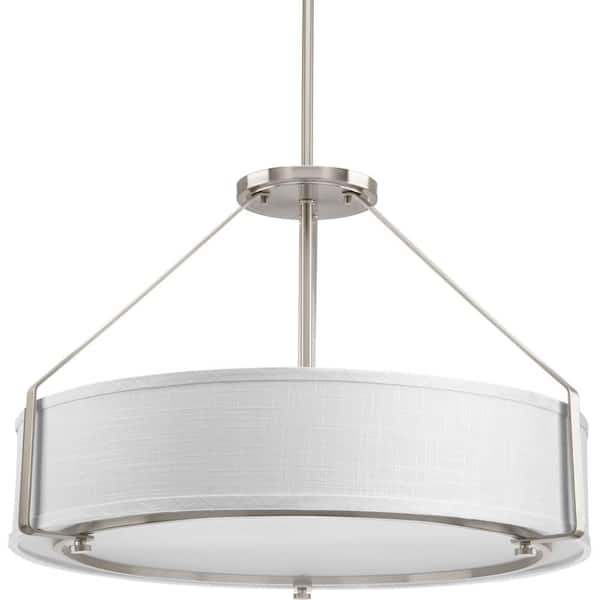 Progress Lighting Ratio Collection 4-Light Brushed Nickel Pendant with Shade