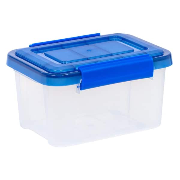 Iris 18 gal. Weatherpro Clear Plastic Storage Box with Blue Lid (3-pack)