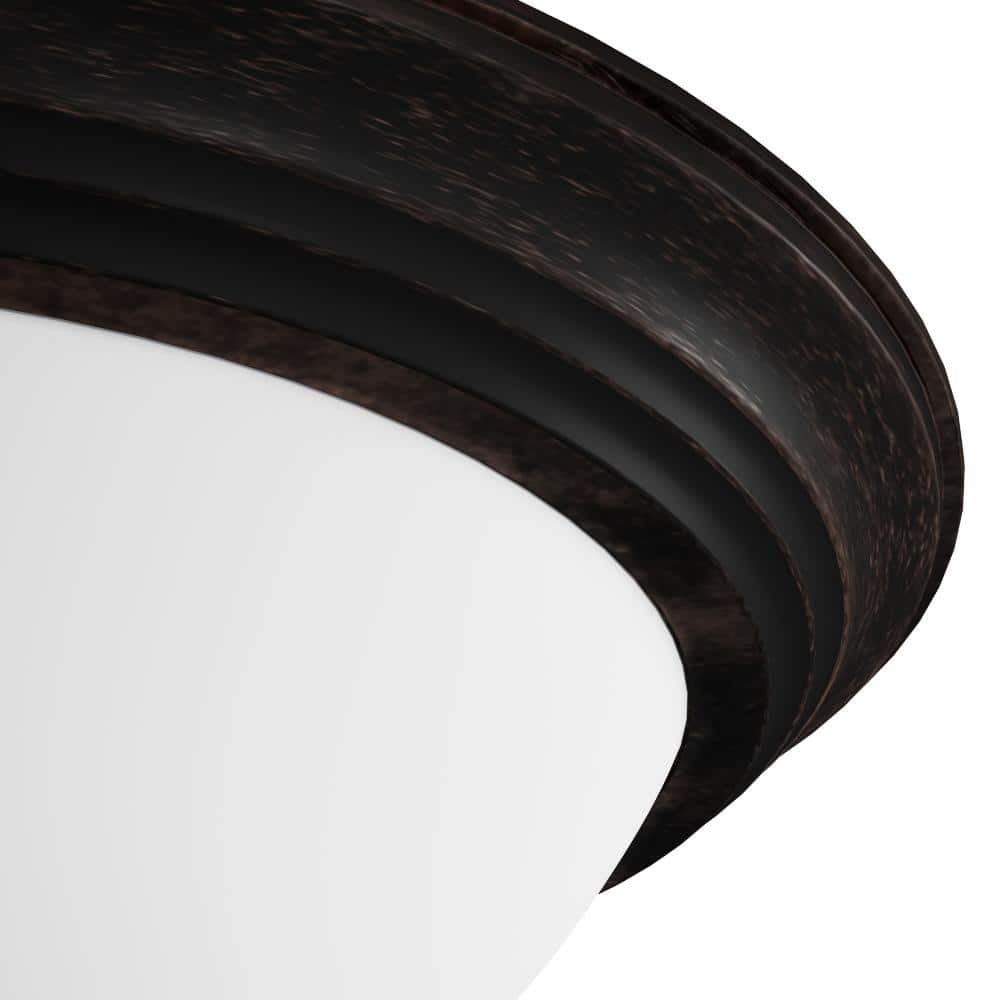 Maxim Essentials 15.5" Bronze & Glass Modern Flush Mount Light