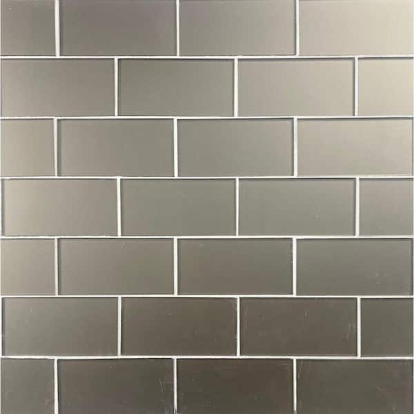 Transitional Design Matte Bronze Subway 3 in. x 6 in. Glass Wall Tile Sample