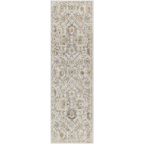 Nourison Oushak Home Grey 2 ft. x 6 ft. Floral Traditional Runner Area Rug