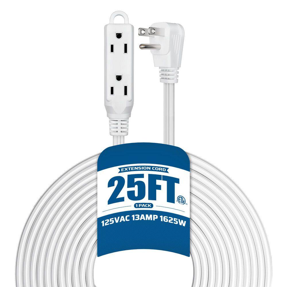 25 ft. 16/3 AWG Indoor Extension Cord with 3-Prong 3 Outlets and SPT-3 Cord, White, 1-Pack price history on PriceWatchPro