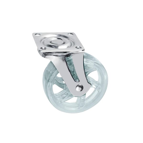 Richelieu Hardware 2-15/16 in. (75 mm) Clear Non-Braking Swivel Plate Caster with 88 lb. Load Rating