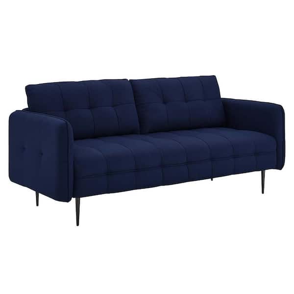 MODWAY Cameron 75 in. Royal Blue Polyester 4-Seat Sofa with Biscuit Tufting