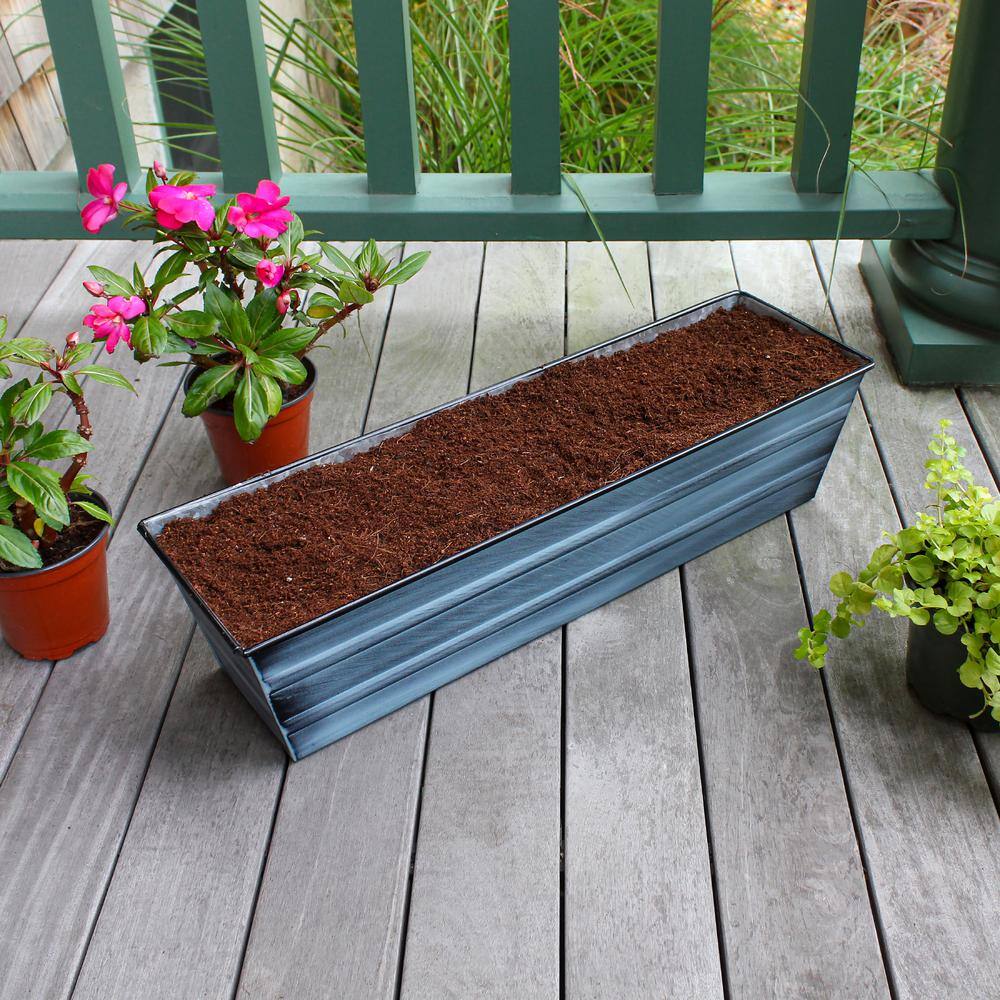 Blue Galvanized Steel Planter Box Garden Kit with Coir Brick
