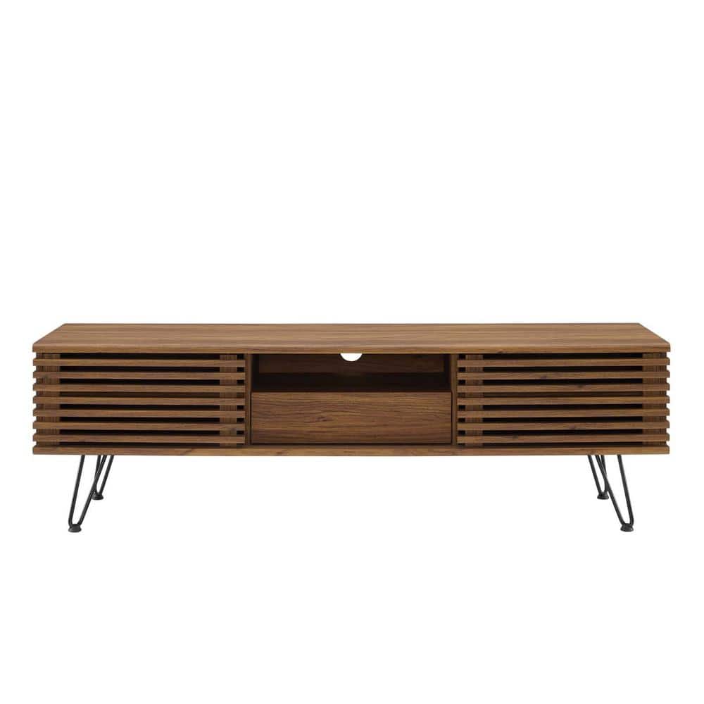 Render 59" Walnut Grain Media Console with Hairpin Legs