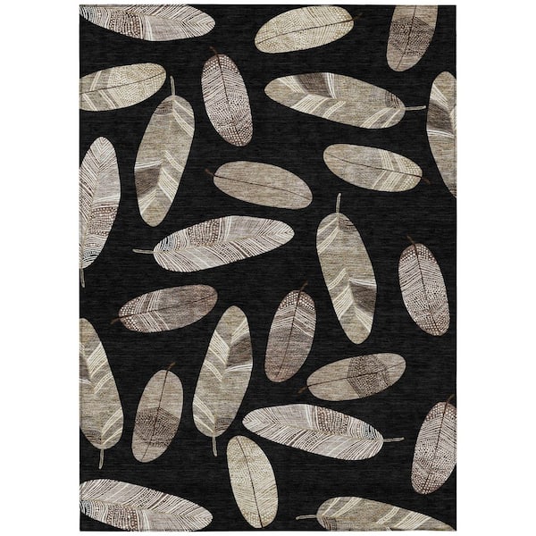 Chantille Machine Washable Indoor/Outdoor Abstract ACN2649 Black 5 ft. x 7 ft. 6 in. Area Rug