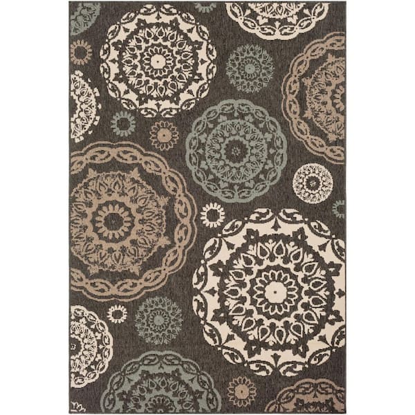 Livabliss Felix Black 2 ft. 3 in. x 4 ft. 6 in. Oriental Indoor/Outdoor Patio Area Rug