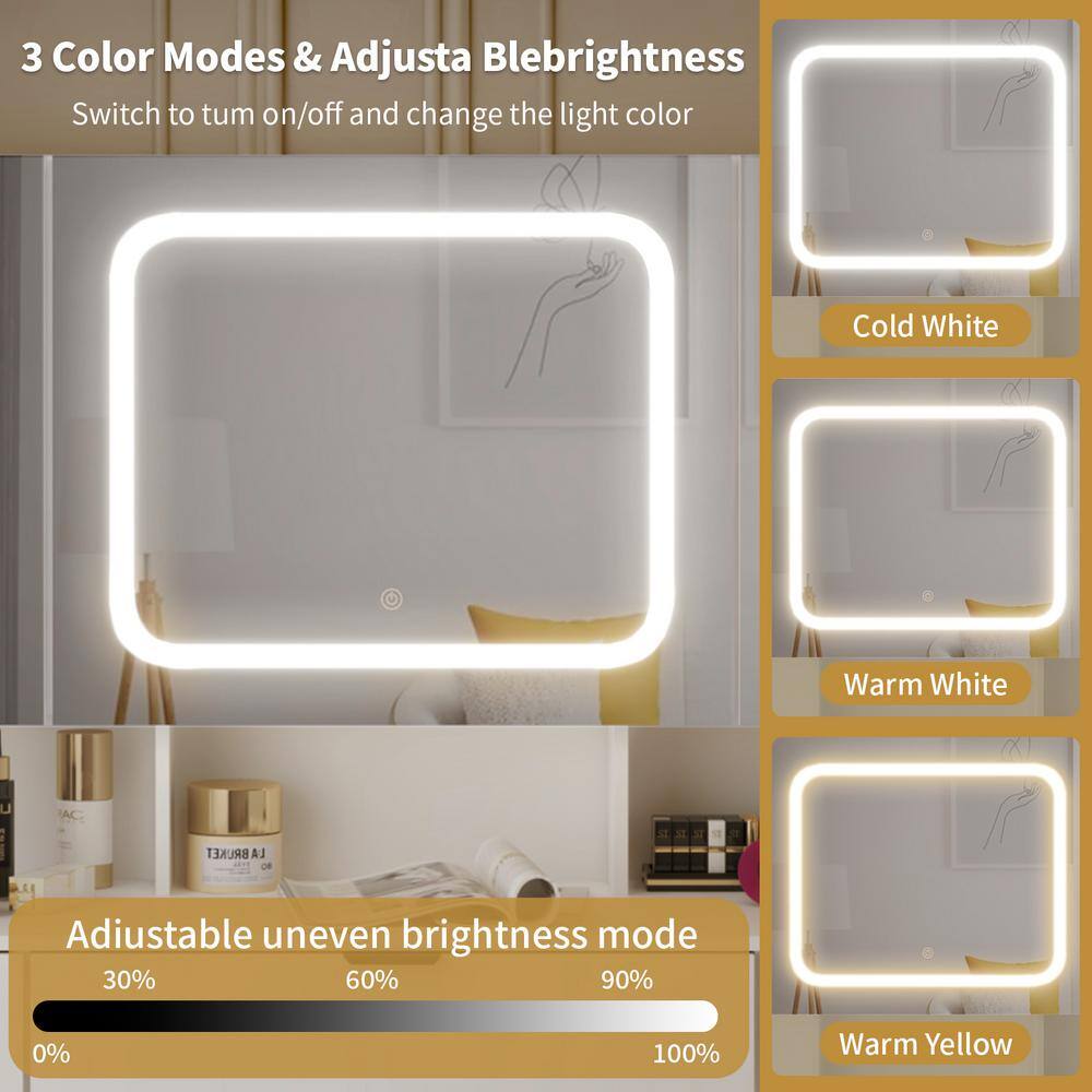 2-Piece White Makeup Vanity Set with Mirror Cabinet - thumbnail 5