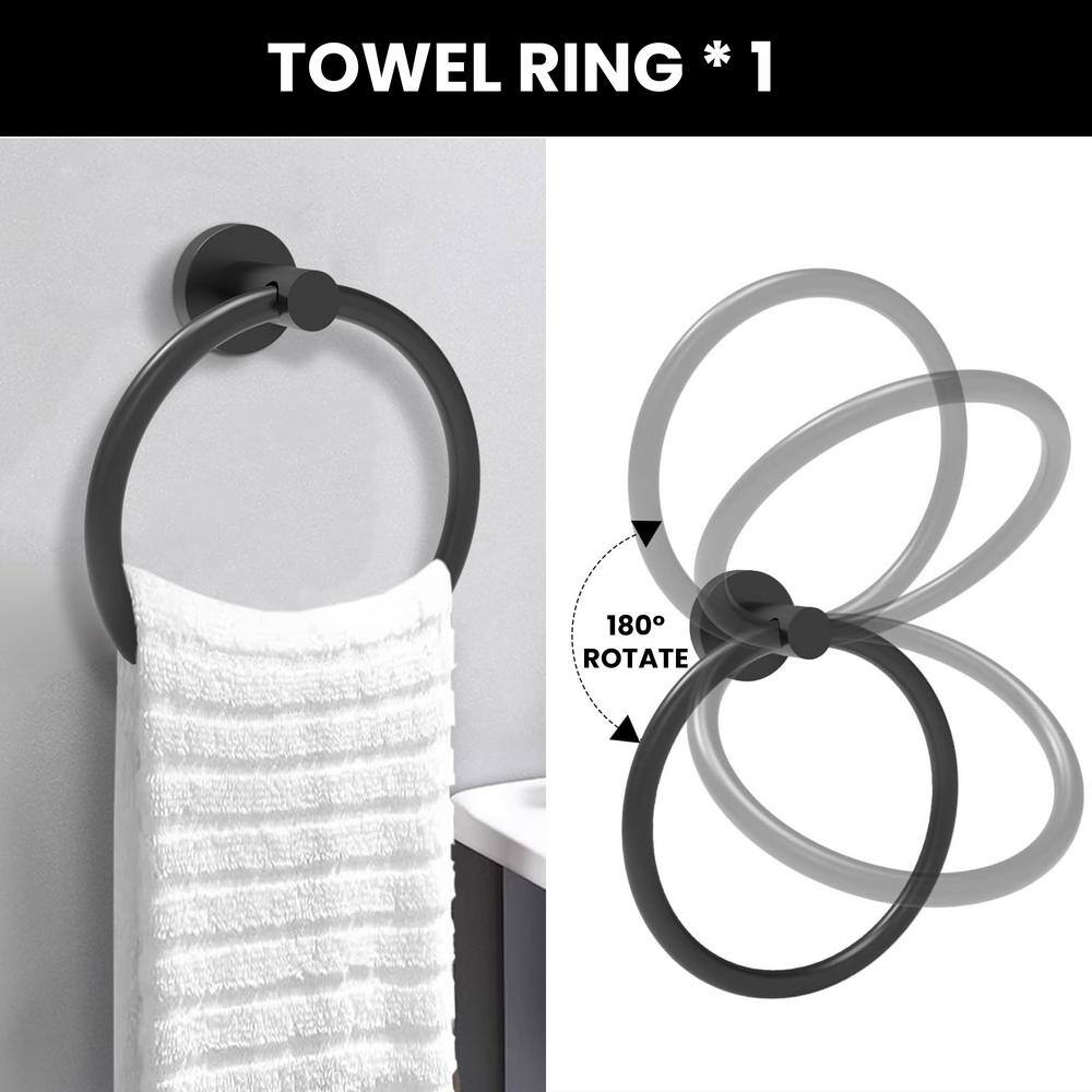 Matte Black Stainless Steel 5-Piece Bathroom Hardware Set