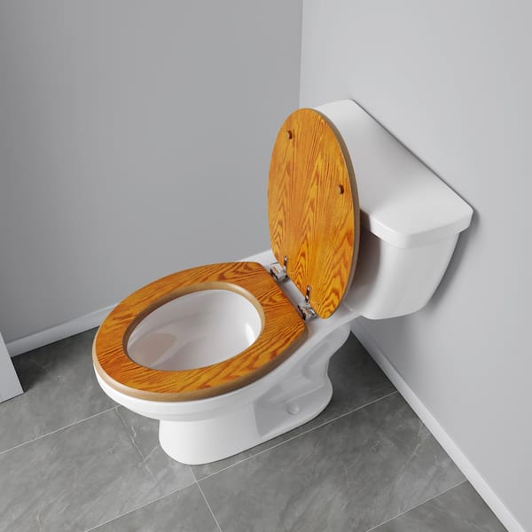JONES STEPHENS Decorative Wood Elongated Closed Front Toilet Seat