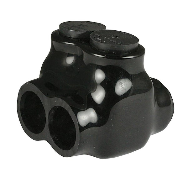 6 - 3/0 AWG 600-Volt 2-Ports Multi Tap Connector, Insulated Dual Sided, Black
