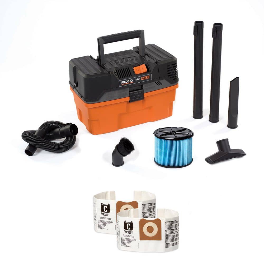 RIDGID 4.5 Gal. 5.0 Peak HP PRO PACK Shop Vacuum WD4522 Wet Dry