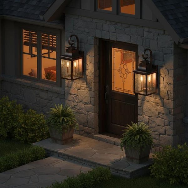 Morgan 2-Light Black Outdoor Wall Lantern Sconce ELW2283BL - The