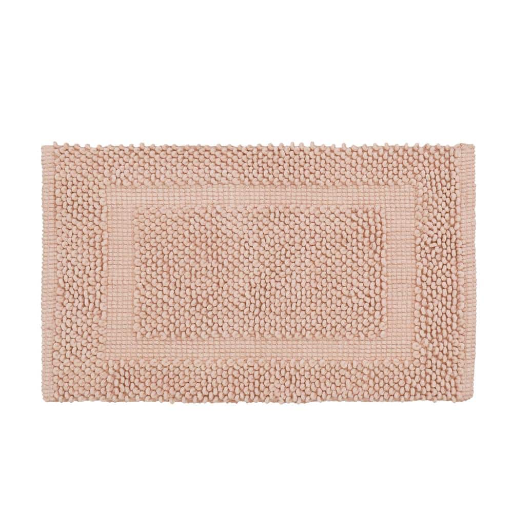 Pink Dusty Rose Cotton Chenille Non-Slip Bath Mat 27" x 45"