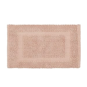 Sophie Border Pink Dusty Rose 27 in. x 45 in. Cotton Textured Bath Mat