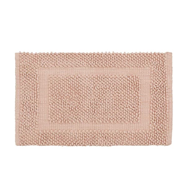 Jean Pierre NEW YORK Sophie Border Pink Dusty Rose 27 in. x 45 in. Cotton Textured Bath Mat