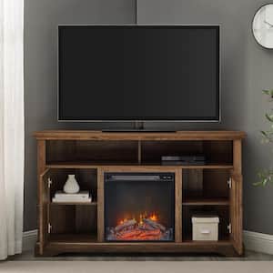 54 in. Reclaimed Barnwood Transitional Grooved Door Fireplace TV Stand Fits TVs up to 60 in.