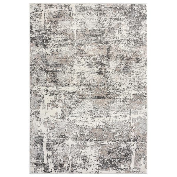 Abani Luna Grey 7.9 ft. x 10.2 ft. Abstract Polyester Area Rug