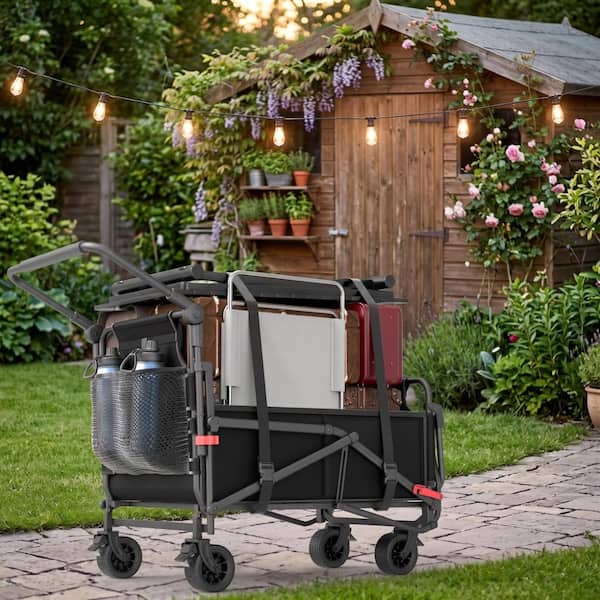 4.63 cu. ft. Metal Garden Cart with 6.5" Tires,400 Lbs Capacity  in Black