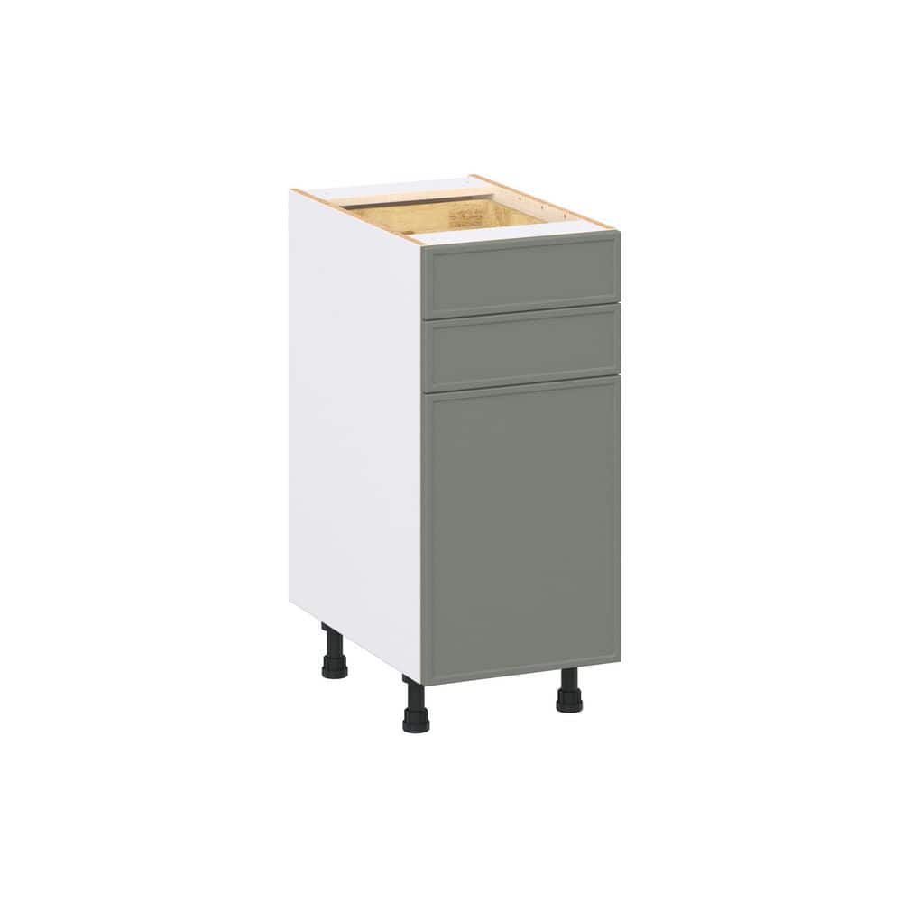 Fairview 15 in. W x 24 in. D x 34.5 in. H Assembled Slim Shaker Base Kitchen Cabinet in Moss Green with Two 5 in Drawers price history on PriceWatchPro