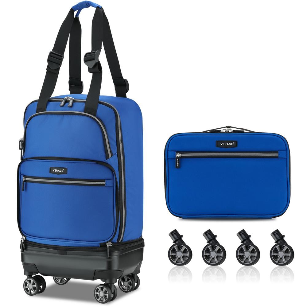 VERAGE Blue Expandable Foldable Luggage Suitcase, Rolling Duffel Bag ...