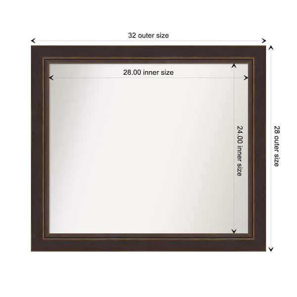 Amanti Art Lara Bronze 32.5 in. W x 28.5 in. H Custom Non-Beveled Wood Framed Bathroom Vanity Wall Mirror