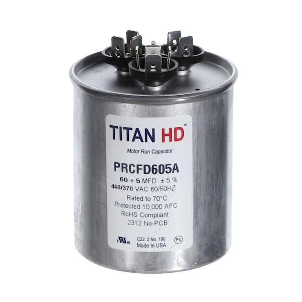 60 Plus 5 MFD, 440-Volt/370-Volt Dual Voltage Round Run Capacitor