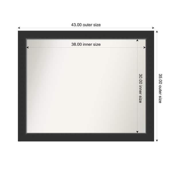 Amanti Art Corvino Black 43 in. x 35 in. Custom Non-Beveled Wood Framed Bathroom Vanity Wall Mirror