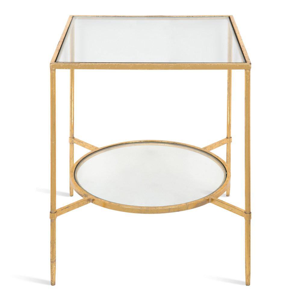 Tulare Gold Metal and Glass Square Side Table