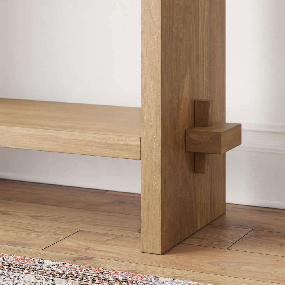 Virgo Light Brown Wood Console Table with Storage