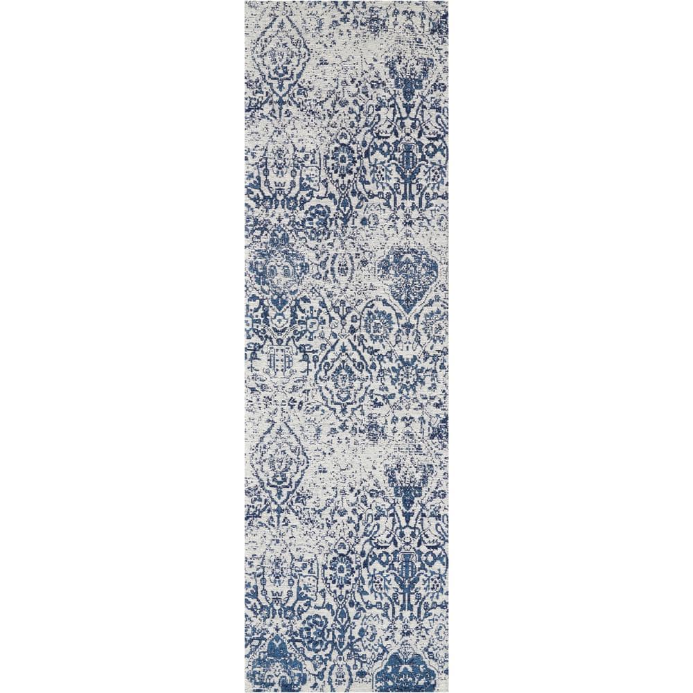 Damask Ivory/Navy 2 ft. x 8 ft. Oriental Vintage Kitchen Runner Area Rug price history on PriceWatchPro