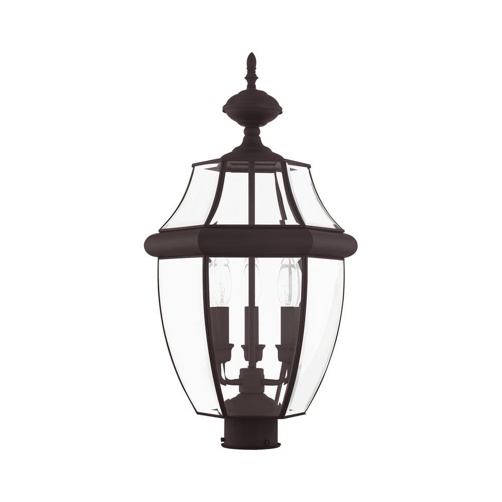 Monterey Bronze Outdoor Post Lantern with Clear Beveled Glass