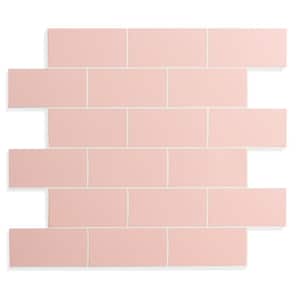 12 in. x 12 in. PVC Pink Peel and Stick Backsplash Subway Tiles for Kitchen (20-Sheets/20 sq. ft.)