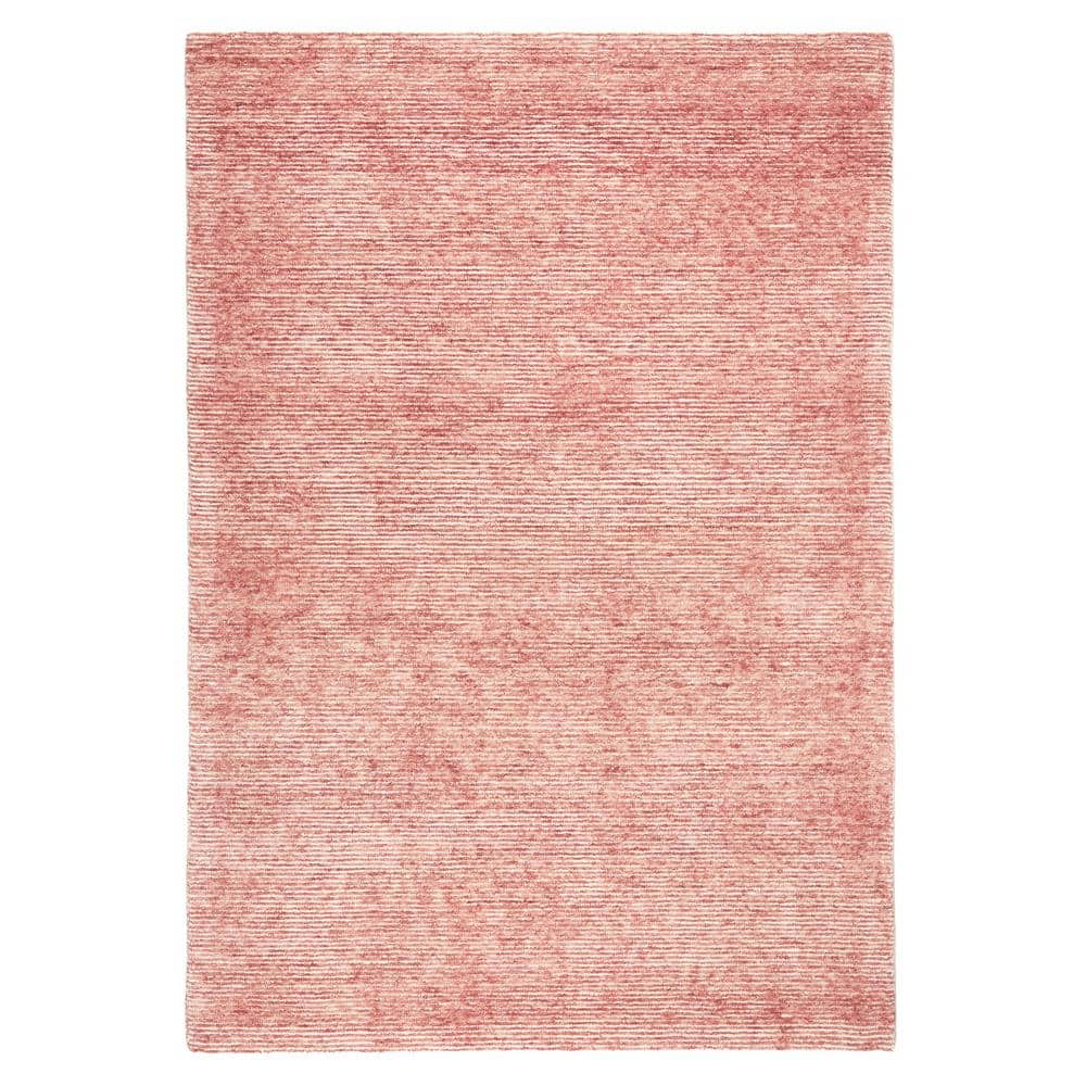 Hand-Tufted Red and Ivory Wool Rectangular Area Rug, 5' x 7'