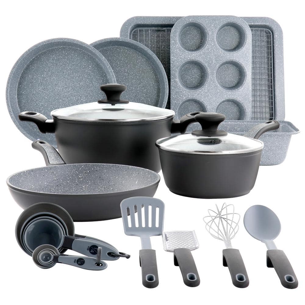 Oster Legacy 8-Piece Gray Aluminum Nonstick Cookware Set 985116652M - The  Home Depot