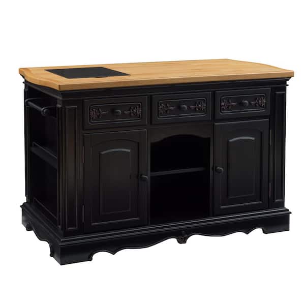 Powell Company Natural Pennfield Black Kitchen Island Granite Top