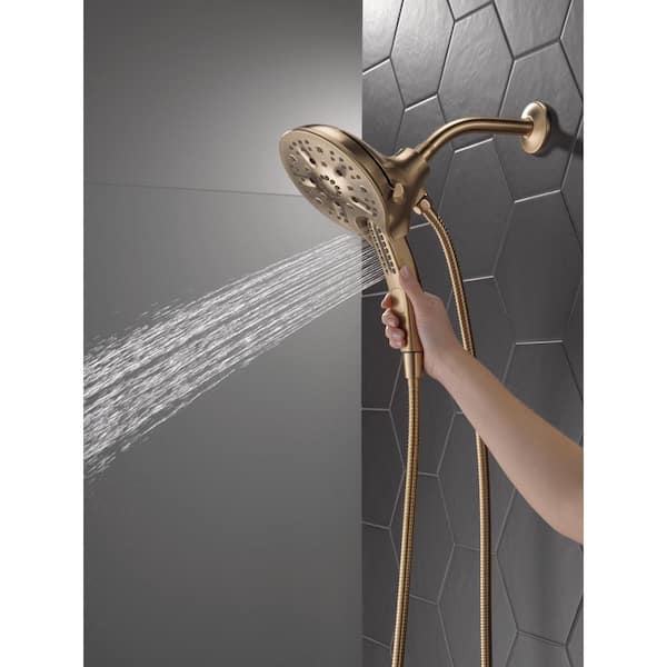 In2ition Gold 5-Spray Patterns 2.5 GPM 6.25 in. Wall Mount Dual Shower Heads in Lumicoat Champagne Bronze