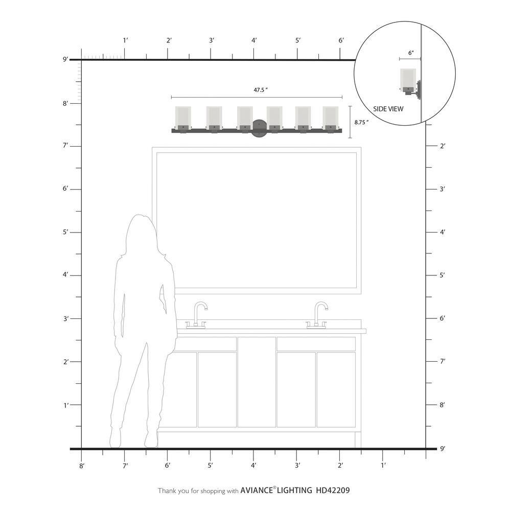 Brushed Nickel 6-Light Modern Bathroom Vanity Fixture