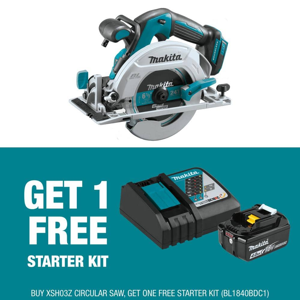 Makita 18V LXT Lithium-Ion 6-1/2 in. Circular Saw with bonus 18V 4.0Ah LXT Lithium-Ion Battery and Charger Starter Pack