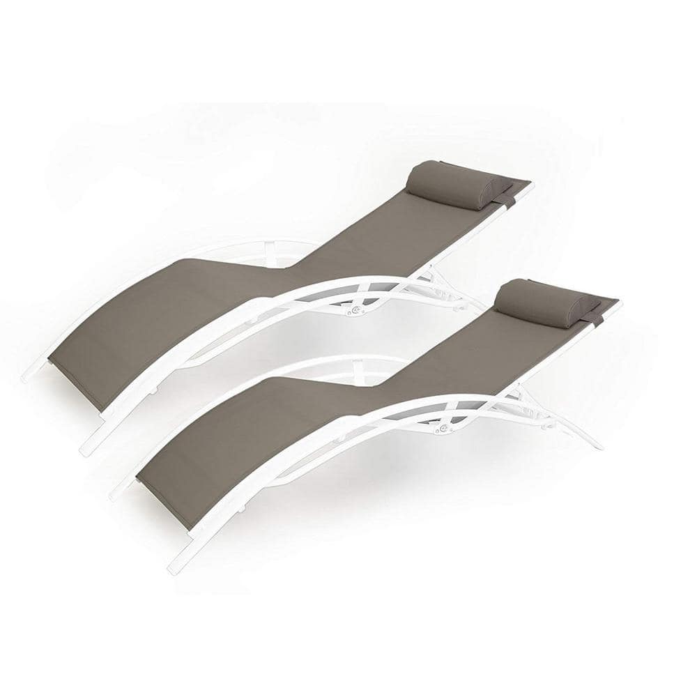 Aluminum Elegant Patio Reclining Adjustable Chaise Lounge in Taupe