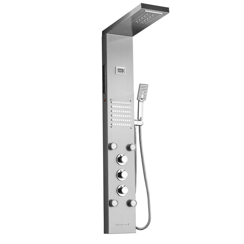 androme 55 in. 5 Adjustable Body Massage Jets in Brushed Nickel and