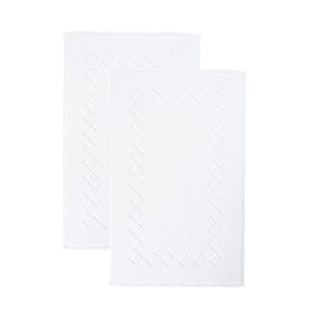 Gracious 2-Pieces White Turkish Cotton Bath Mats