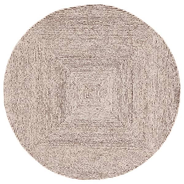 SAFAVIEH Abstract Ivory/Black 6 ft. x 6 ft. Concentric Geometric Round Area Rug